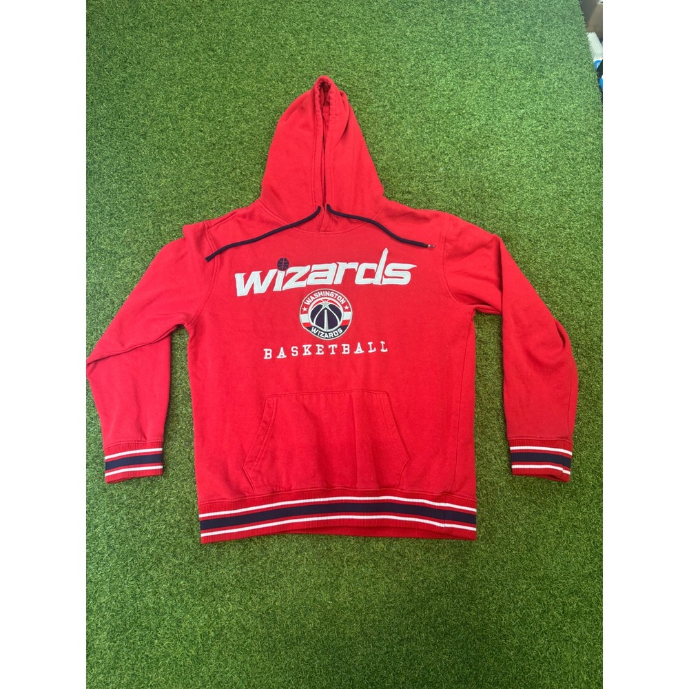 Washington Wizards NBA Basketball Hoodie Red Striped Pullover Sweatshirt Small